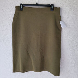 NWOT Eileen Fisher Olive Green Mini Skirt Size Small Italian Yarn Wool Pincel